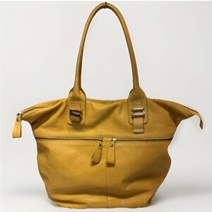 Liz Claiborne Vintage Leather Shoulder Tote Bag in Yellow #5602